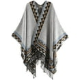 thumbnail image 1 of PIKADINGNIS Women Tassel Shawl Wraps Open Front Poncho Sweater Cardigan Cape Blanket for Party Travel Office, 1 of 6