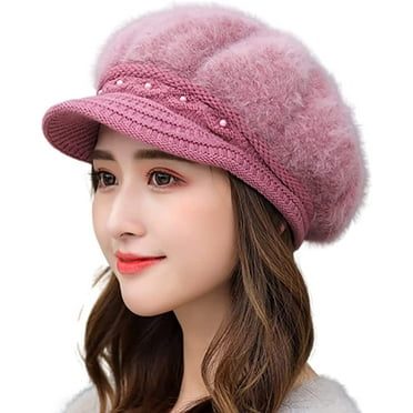 PIKADINGNIS Women Trendy Warm Soft Beret Fluffy Elegant French Style Thick Winter Hat