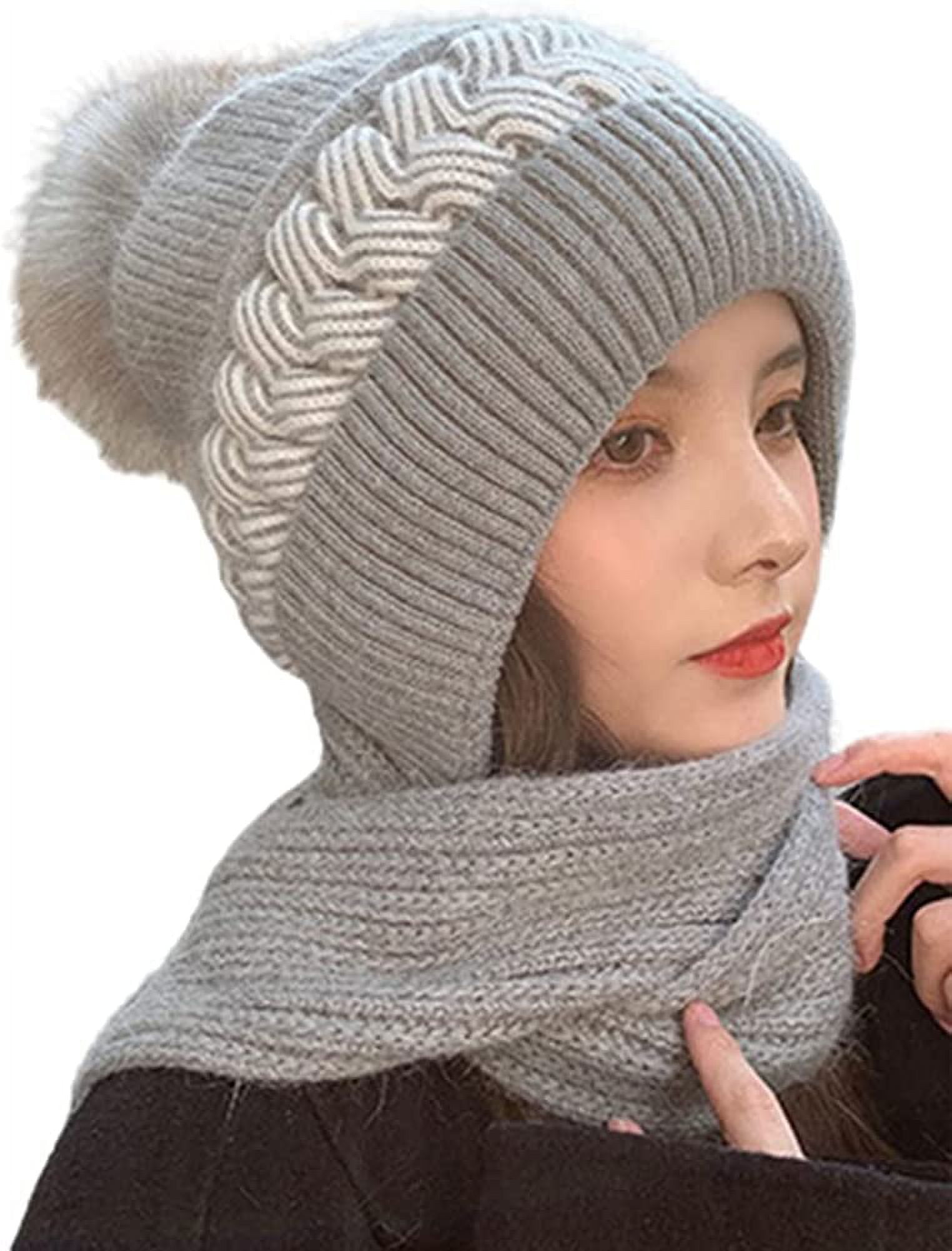 Winter Hat Scarf Set Women Chunky Knit Scarf Women Warm 