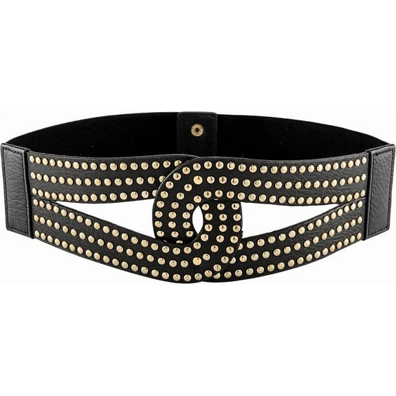 PIKADINGNIS Women Wide Elastic Belt PU Leather Vintage Dress Wide Waist Belt Punk Fashion Cinch Stretch Belt Retro Waistband