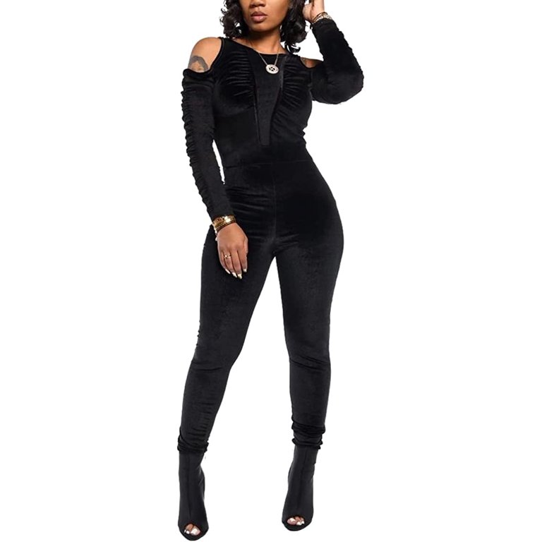 Long Sleeve Off Shoulder Bodycon Jumpsuit