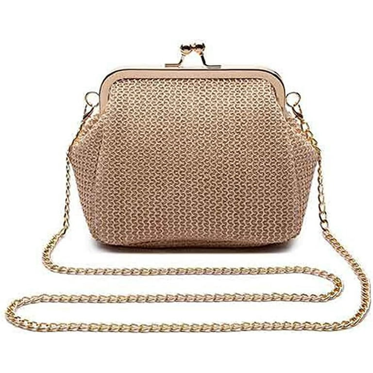 PIKADINGNIS Women s Kiss Lock Shoulder Bag Evening Cluth Bag Retro Handbag Crossbody Purse for Party Casual Commuter Bag
