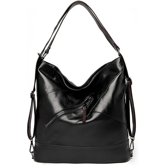 PIKADINGNIS Women’s PU Leather Tote Bag Large Capacity Handbag Retro Shoulder Bag with Adjustable Strap Casual Hobo Purse