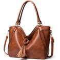 thumbnail image 1 of PIKADINGNIS Women’s Tote Shoulder Bag Leather Hobo Purse Large Top Handle Handbag with Tassels, 1 of 6