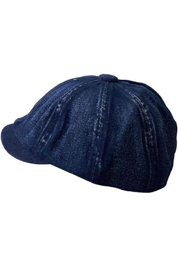 Women's Vintage Denim Newsboy Cap Slouchy Octagonal Cap Comfy Lightweight Painter Beret Hat