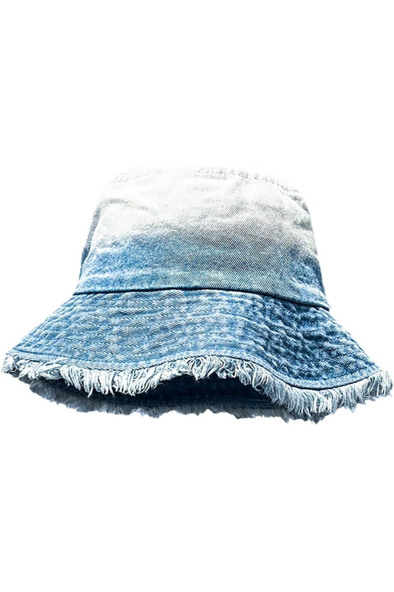 Women’s Vintage Frayed Color Block Bucket Hats Trendy Washed Cotton Fisherman Caps Distressed Slouchy Fishing Hats