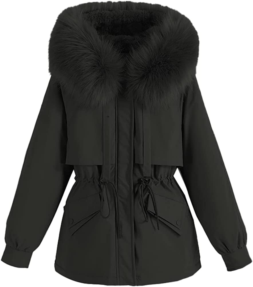 PIKADINGNIS Women's Warm Winter Long Sleeve Down Coat Thick Winter Puffer Quilted Jacket Fashion