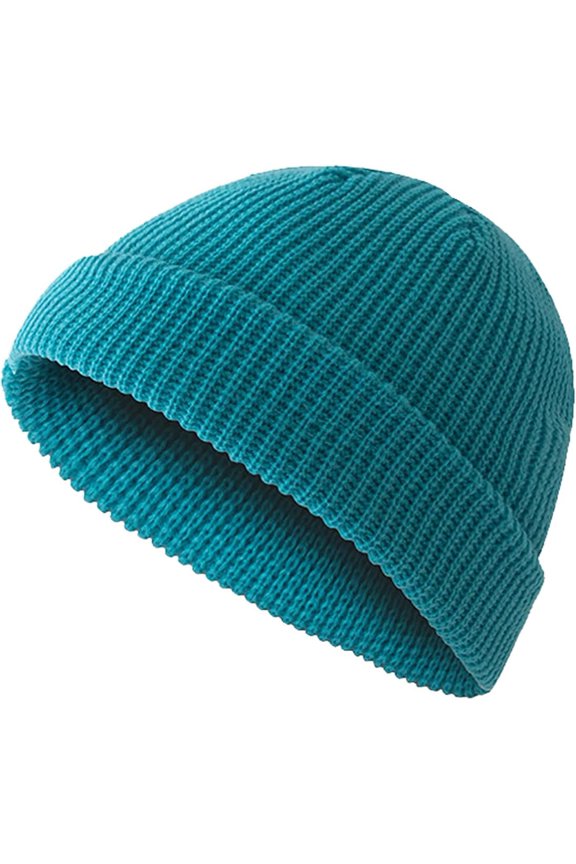 Womens Mens Chunky Knitted Cuffed Skull Caps Winter Warm Trawler Sailor Beanie Hats Casual Solid Color Fisherman Hat