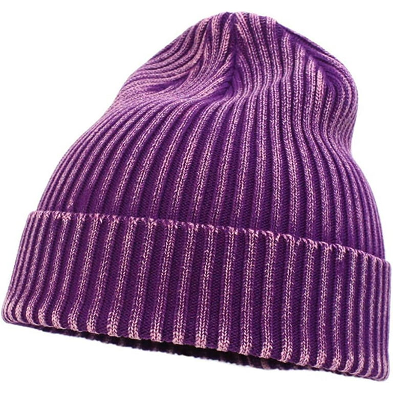 PIKADINGNIS Womens Winter Beanie Hat Vintage Washed Distressed Knit Hat  Solid Color Skull Cap for Cold Weather