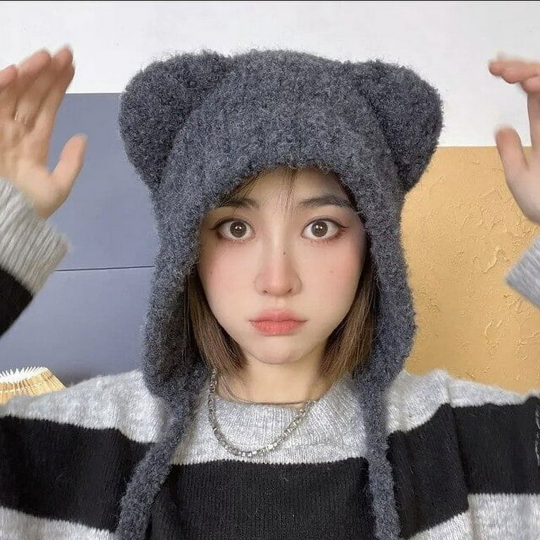 Fashion Winter Panda Hats For Women Bonnet Velvet Ear Warm Winter Cap Women  Cute Cotton Beanie Hat Ears Bonnet Gorras Spring