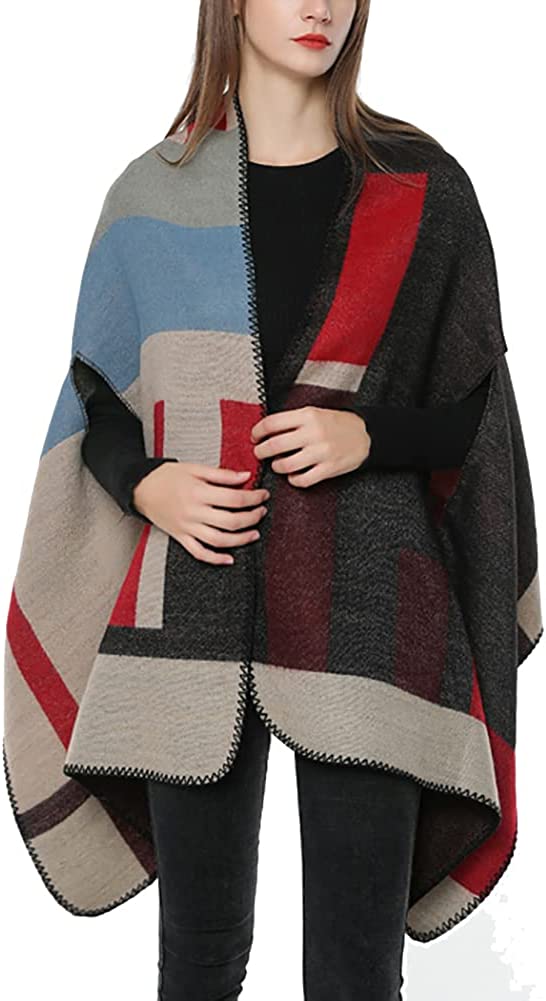 PIKADINGNIS Wrap Shawl Poncho for Women Knit Cape with Armholes