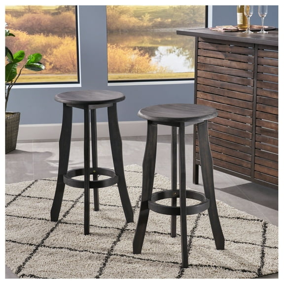 PIKE BARSTOOL DARK GREY + Acacia Wood