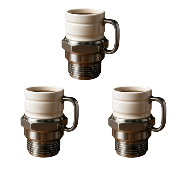 PIKQLJ Spark Plug Mug, Spark Plug Coffee Mug, Ceramic Coffee Cup for Car Lovers, Automotive Themed Coffee Mug for Car Enthusiasts, Mechanics & Garage Lovers (3PCS)