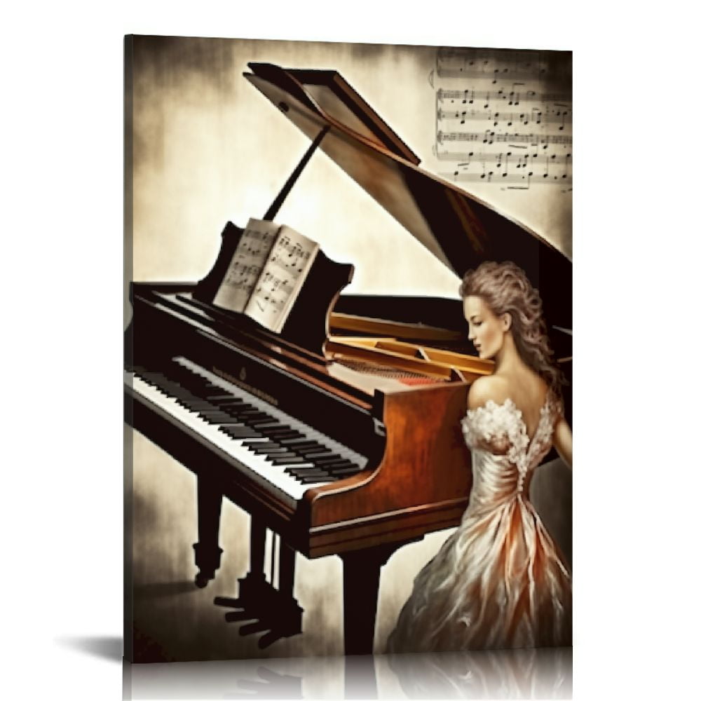 PIKWEEK 3 Piece Music Painting Canvas Wall Art Guitar Piano Drum Set ...