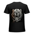 thumbnail image 1 of PIKWEEK A fierce grizzly bear with interesting personalized pictures, designed shirt, artistic display, T-shirt lover gift casual breathable men, women, boys, girls, children Black, 1 of 4