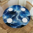 thumbnail image 1 of PIKWEEK  Abstract Blue Lightning Fitted Round Table Cover with Elastic Protector Table Kitchen Dinner Waterproof Oil-Proof Tablecloth, 1 of 7