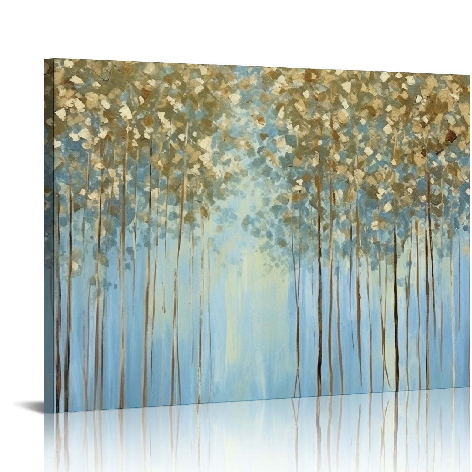PIKWEEK Abstract Canvas Wall Art Decor: Small Size Forest Hand Painting ...