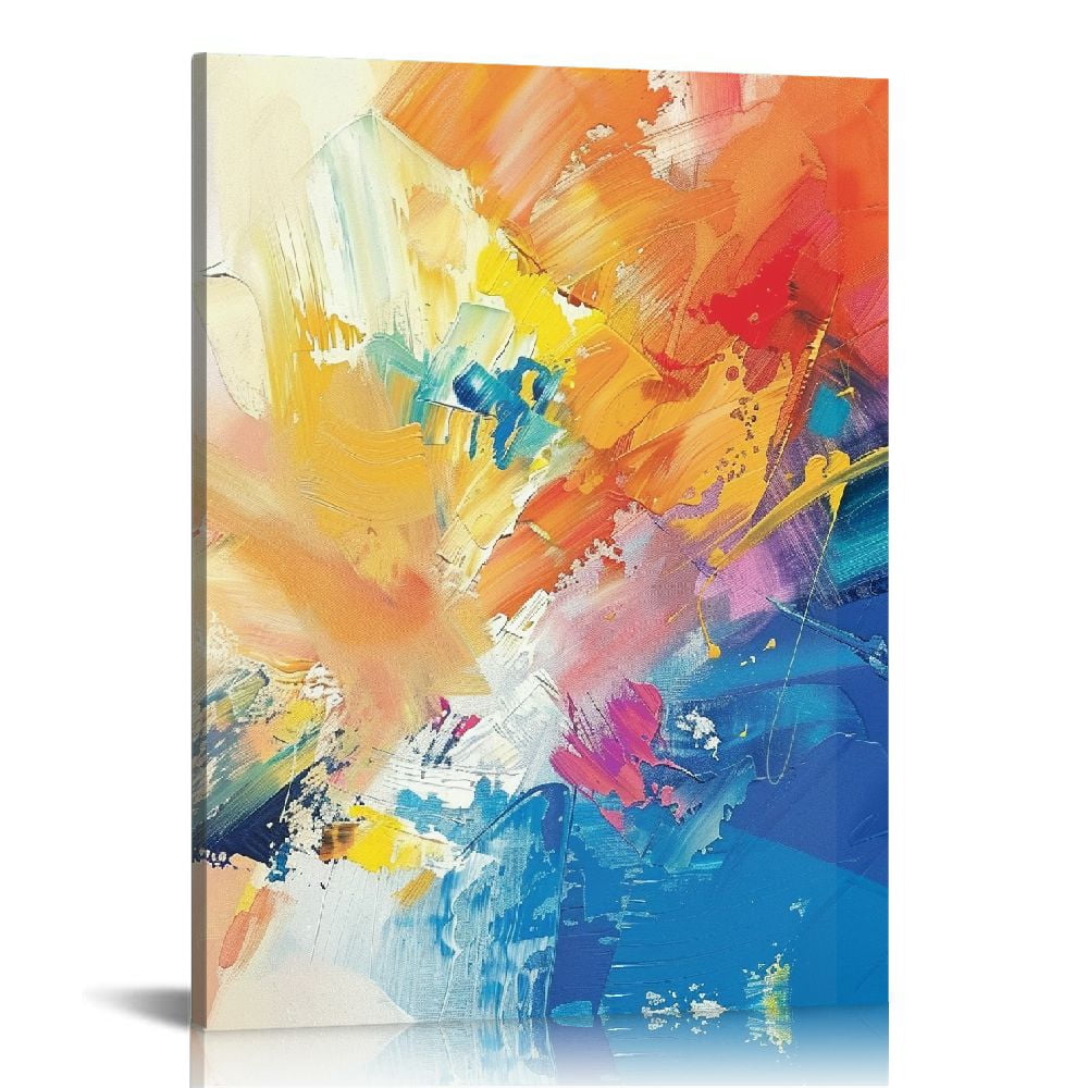 PIKWEEK Abstract Orange Canvas Wall Art Pink and Orange Painting ...