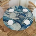 thumbnail image 1 of Wuche Abstract Strips Round Elastic Tablecloth, Elastic Edged Polyester Table Cover, for Kitchen Dinning Tabletop Cloth Decoration, 1 of 7