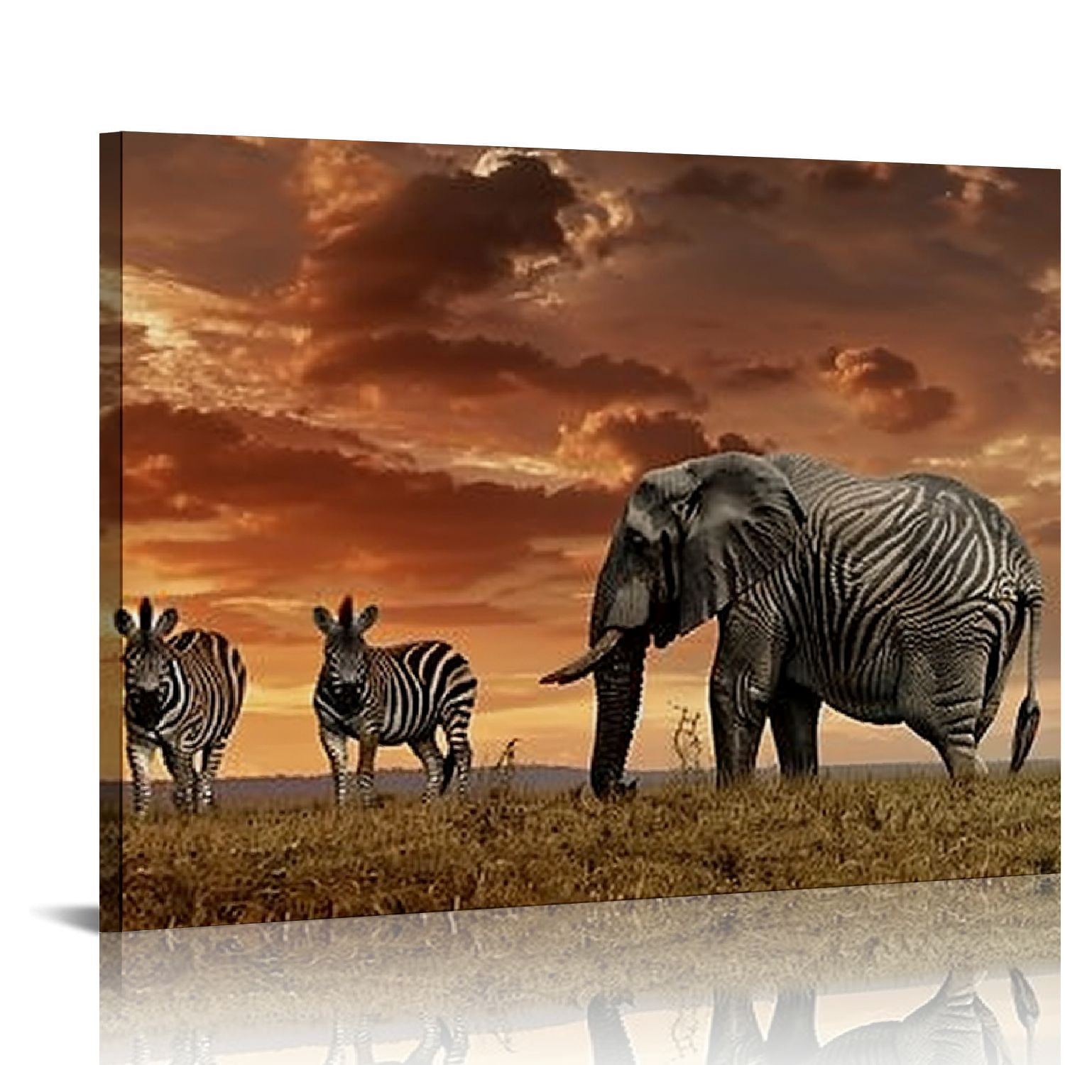 PIKWEEK African Animals Canvas Wall Art Wildlife Sunset Photo Poster ...