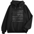 thumbnail image 1 of PIKWEEK American Flag Men's and women's casual hoodies Mens Hooded Sweatshirt United States USA Tattered Flag Hoodie, 1 of 3