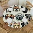 thumbnail image 1 of PIKWEEK Animal Dogs Round Tablecloth with Elastic Edge Tablecloth Spill Proof Washable Table Cover for Kitchen Dining Party Outdoor Decor, 1 of 7