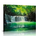 thumbnail image 1 of Wuche  all Art Tropical Beautiful Waterfall Prints Light Green Forest Natural Landscape Picture Canvas Paintings Creek Scenery Spring for Home Wall Decor Artwork, 1 of 5