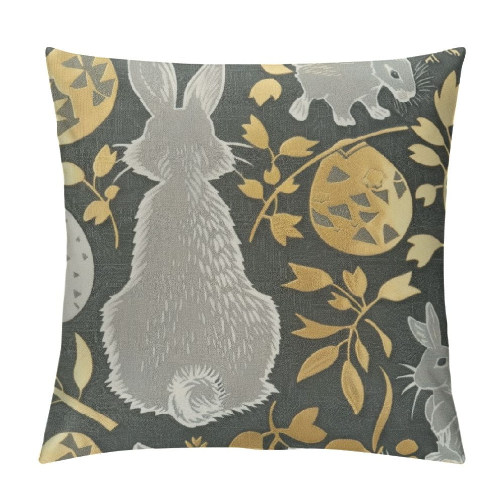 PIKWEEK Ashler Easter Bunny Pillow Covers, Easter Eggs Decorations