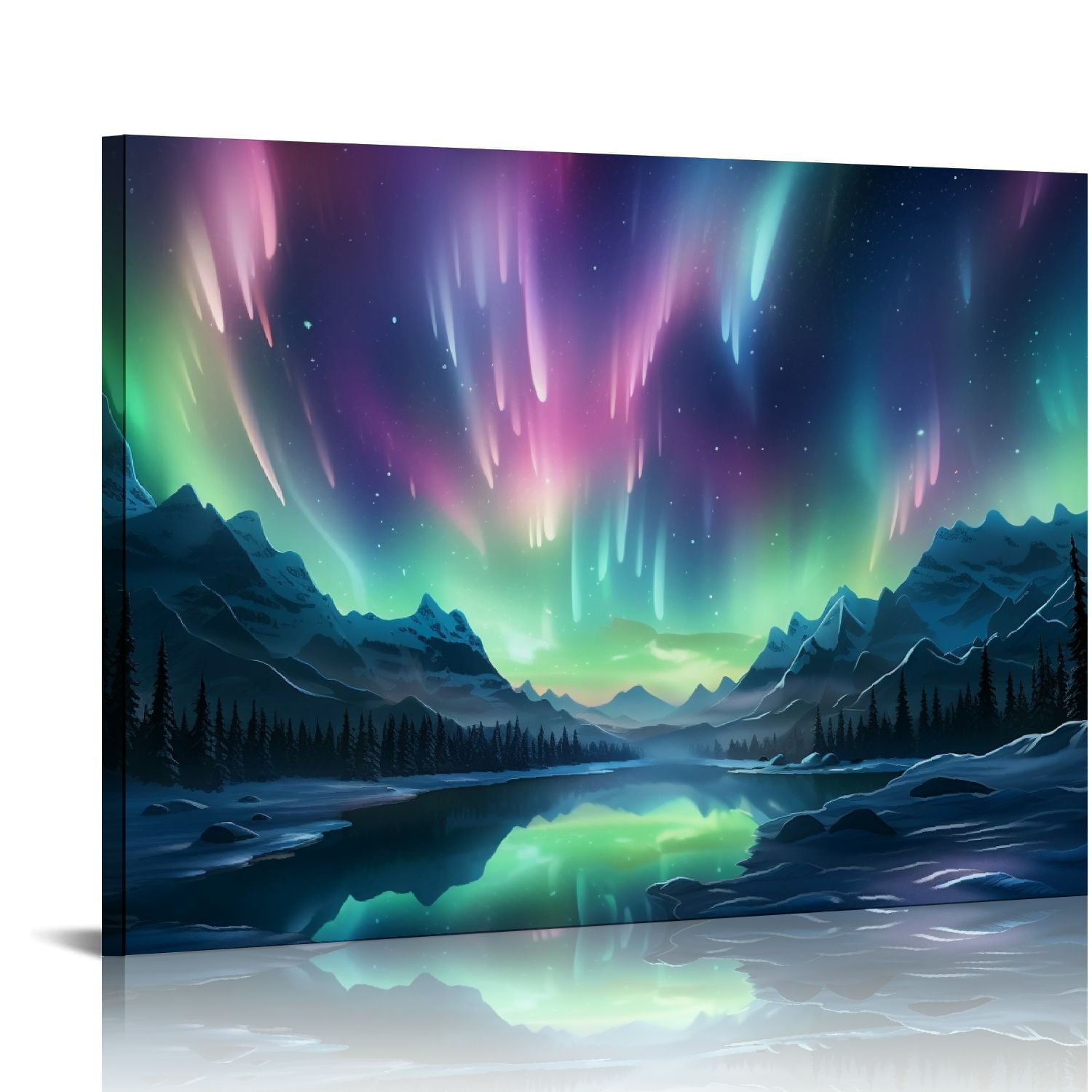 PIKWEEK Aurora Borealis Canvas Wall Art Northern Lights Picture for ...