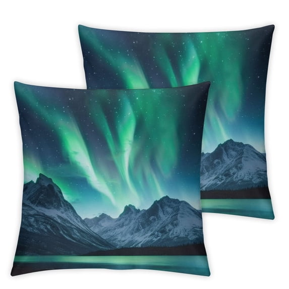 PIKWEEK Aurora Borealis Pillowcase Night Starry Sky Northern Lights Glitter Colorful Cosmic Stars Pillow Decorative Throw Cushion Cover for Home Couch Bed Multiple specifications Set of 2&nbsp; White