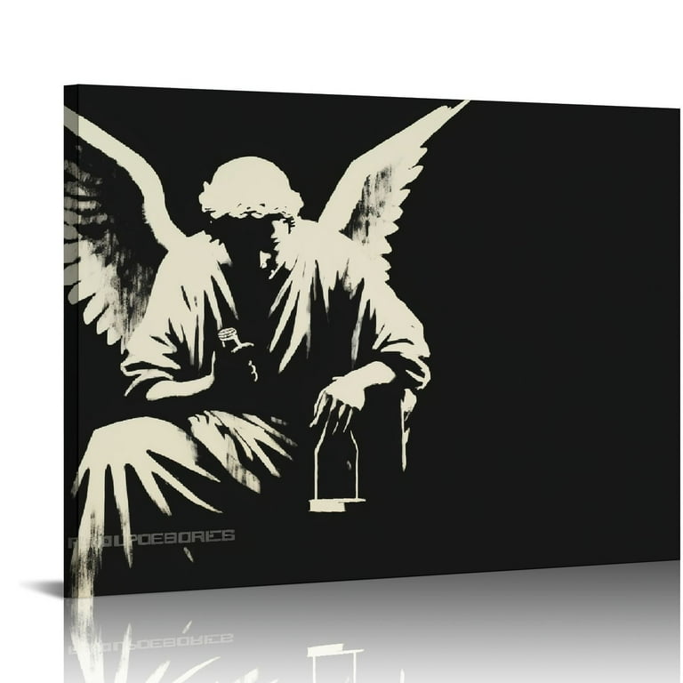 PIKWEEK Banksy Fallen Angel Graffiti Canvas Wall Art Picture PIKWEEK Banksy Fallen Angel Graffiti Canvas Wall Art Picture