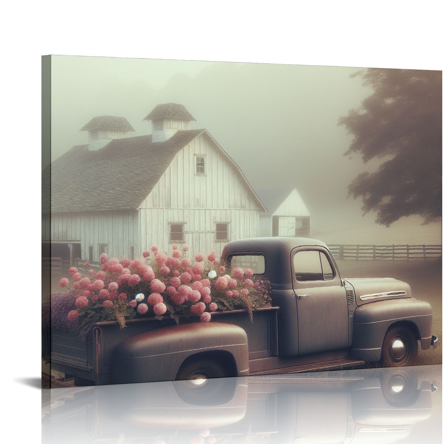 PIKWEEK Barn Pictures Wall Art - Vintage Truck Canvas Print for Rustic ...
