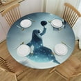 thumbnail image 1 of PIKWEEK  Basketball Player Round Fitted Tablecloth  Fitted Table Cloth for Round Table Waterproof Wipeable Round Elastic Table Cloth Circular Table Cover with Elastic Edge, 1 of 7