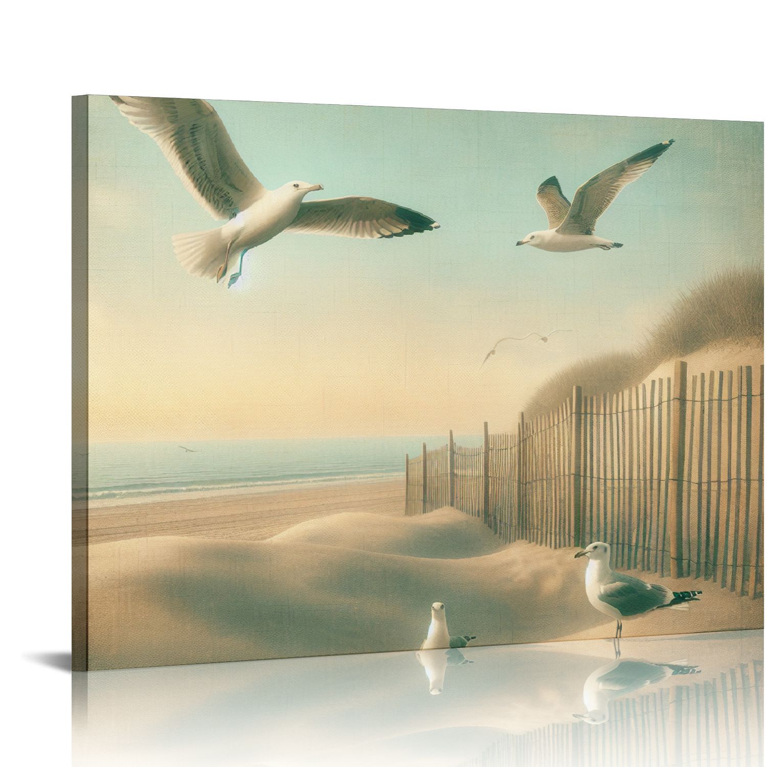 PIKWEEK Beach Wall Art Bathroom Decor Ocean Theme Canvas Print Coastal ...