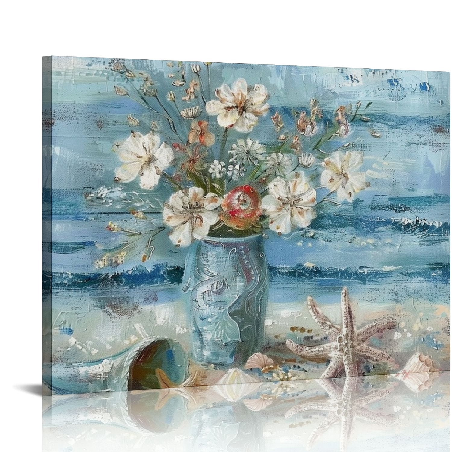 PIKWEEK Beach Wall Art for Living Room Blue Ocean Theme Canvas Print ...
