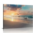 thumbnail image 1 of PIKWEEK Beach Wall Art Pictures for Living Room Ocean Canvas Wall Art Decor Beach Scene Painting for Bedroom Blue Seascape Theme Art Print for Home Office Decoration Ready to Hang 16*12inch/20*16inch, 1 of 6