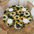 thumbnail image 1 of PIKWEEK  Bee Flowers Round Tablecloth with Elastic Edge Tablecloth Spill Proof Washable Table Cover for Kitchen Dining Party Outdoor Decor, 1 of 7