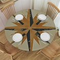 thumbnail image 1 of PIKWEEK  Beige Tan Fitted Tablecloth Round Hand Drawn Different Compasses Elastic Edged Table Cover, Round Tables Tablecloth Table Cloth Compass Fits up  Tables, 1 of 7