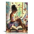 thumbnail image 1 of PIKWEEK Black Girl Reading Wall Art for Bedroom Aesthetic Decor,Watercolor Books Wall Decor,African American Girls' Inspiring Wall Art for Fashion Boho Room Decor Set of, 1 of 5