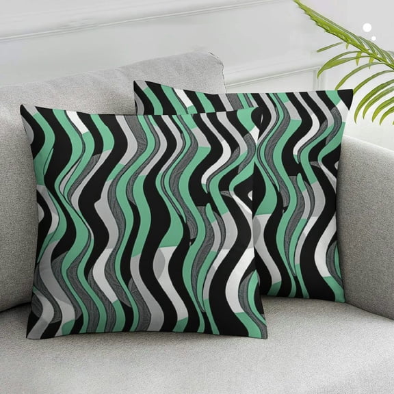 Wuche Black and Green Grey Throw Pillow Covers Set of 2 Modern Geometric Lines Cushion Covers for Living Room Sofa Accent Home DecorPillowcases Multiple specifications