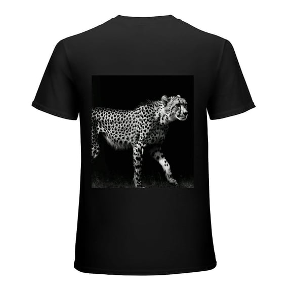 Wuche Black and White Leopard Animal Game Art Painting, Design Shirt, Art Display, T-shirt Lover Gift Casual Breathable Men, Women, Boys, Girls, Children Black