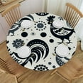 thumbnail image 1 of Wuche Black White Rooster Texture Round Fitted Tablecloth Elastic Edge Waterproof Oil-Proof Table Cover Stain-Resistant Table Cloth Fits Round Tables, 1 of 7