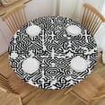 thumbnail image 1 of PIKWEEK  Black White Round Waterproof Table Cover Elastic Tablecloth Geometric Abstract Pattern Design Table Cloth Round Elastic Edge Fitted Table Cover Tribal Decor  Tables, 1 of 7