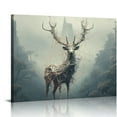 thumbnail image 1 of PIKWEEK Black and White Wall Art Deer in Autumn Foggy Forest Picture Elk Stag Canvas Prints for Home Living Room Bedroom Wall Decoration Ready to Hang, 1 of 4