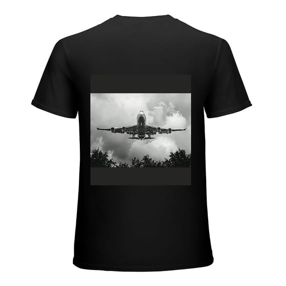 Wuche Black and white fighter jet art pieces, vintage aircraft, shirt design art display, T-shirt children's gift casual breathable men, women, boys and girls Black