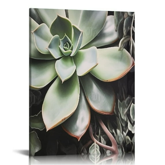 Wuche Blake Botanical Succulent Plants 2 Framed Printed Glass Wall Art Gray, Succulent Art for Wall 16x20 in