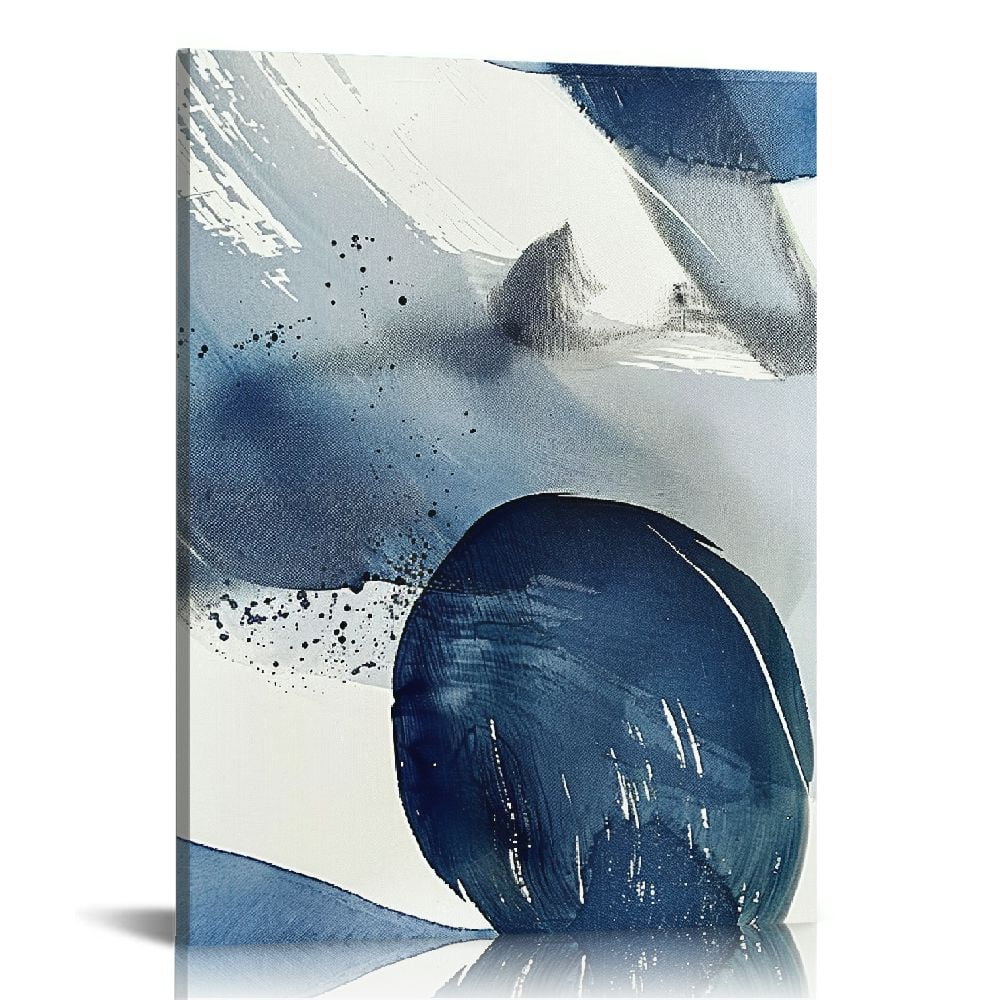 PIKWEEK Blue Abstract Wall Art Canvas Blue and Grey Wall Pictures