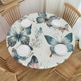 thumbnail image 1 of PIKWEEK  Blue Pink Butterfly Round Tablecloth, Fitted Table Cover with Elastic  Round Tables, Spring Watercolor Butterfly Table Cloth Outdoor Indoor Dinning Party Waterproof Tablecloths, 1 of 7