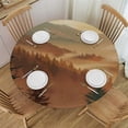 thumbnail image 1 of PIKWEEK Boho Abstract Sun Mountain Forest Lake Nature Scenery Round Tablecloth White, 1 of 8