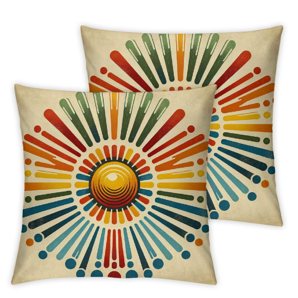PIKWEEK Boho Sun Sunshine Pillow Covers 18X18 Sunset Aesthetic Colorful